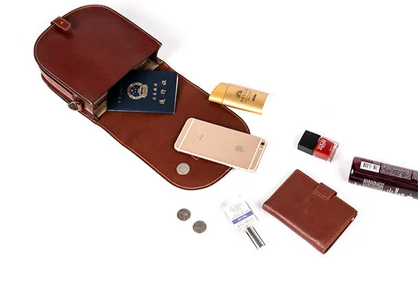 Handmade Leather Purse Saddle Bag Round Circle Bag Messenger Bag Crossbody Bag Shoulder Bag Purse For Women