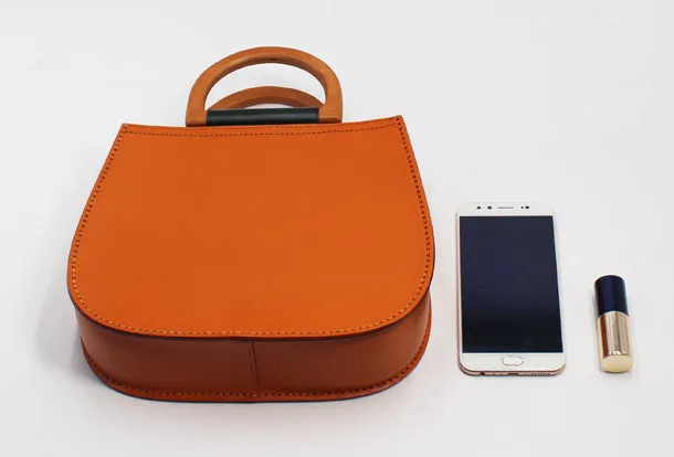 Handmade Leather Round Bag Crossbody Bag Shoulder Bag Purse for Women Leather Bag