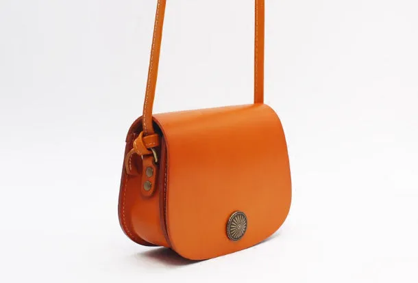 Handmade Leather Round Bag Crossbody Bag Shoulder Bag Purse for Women Leather Bag