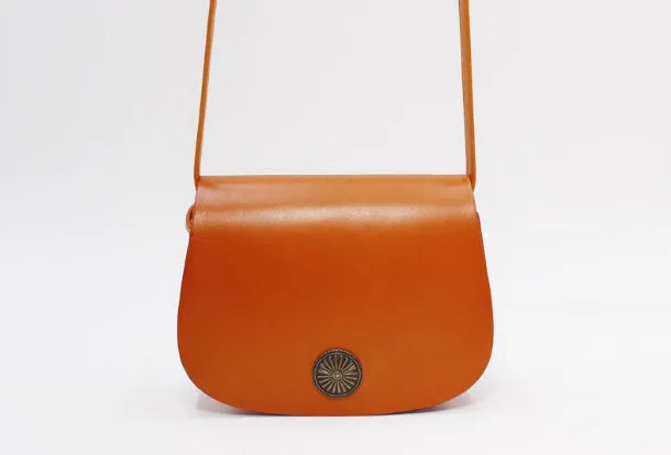Handmade Leather Round Bag Crossbody Bag Shoulder Bag Purse for Women Leather Bag