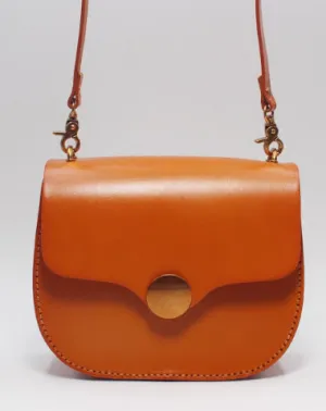 Handmade Leather Round Bag Crossbody Bag Shoulder Bag Purse for Women Leather Bag