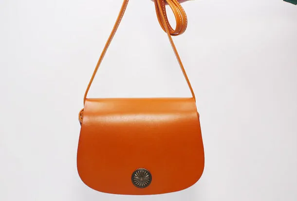 Handmade Leather Round Bag Crossbody Bag Shoulder Bag Purse for Women Leather Bag