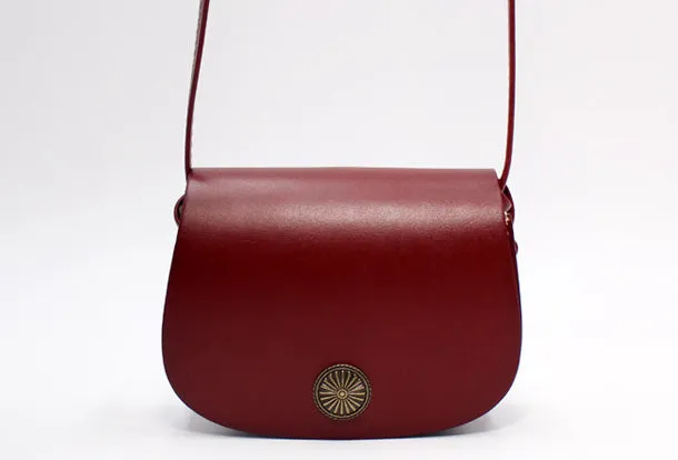 Handmade Leather Round Bag Crossbody Bag Shoulder Bag Purse for Women Leather Bag