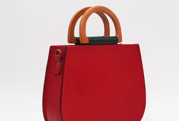 Handmade Leather Round Bag Crossbody Bag Shoulder Bag Purse for Women Leather Bag