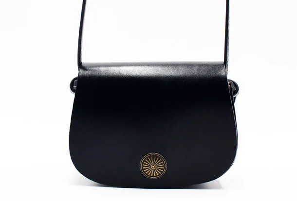 Handmade Leather Round Bag Crossbody Bag Shoulder Bag Purse for Women Leather Bag