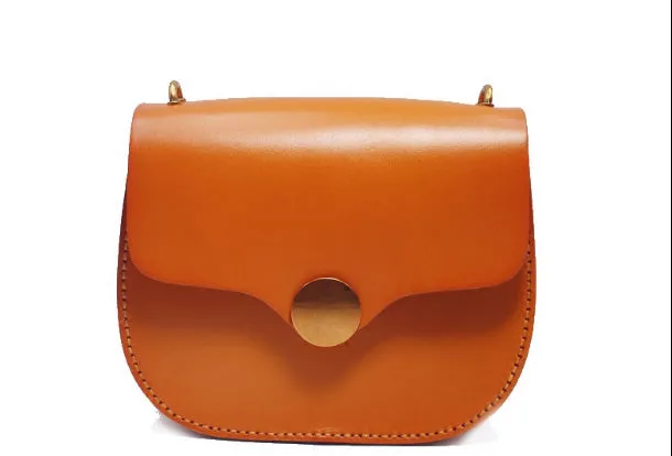 Handmade Leather Round Bag Crossbody Bag Shoulder Bag Purse for Women Leather Bag