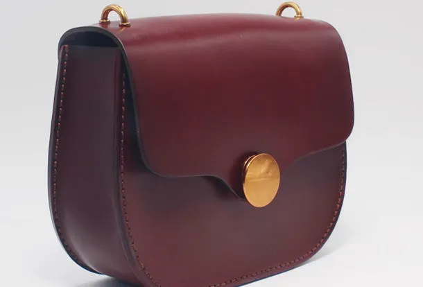 Handmade Leather Round Bag Crossbody Bag Shoulder Bag Purse for Women Leather Bag