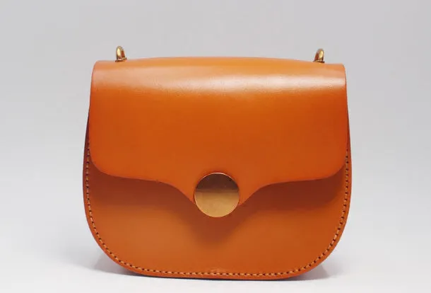 Handmade Leather Round Bag Crossbody Bag Shoulder Bag Purse for Women Leather Bag