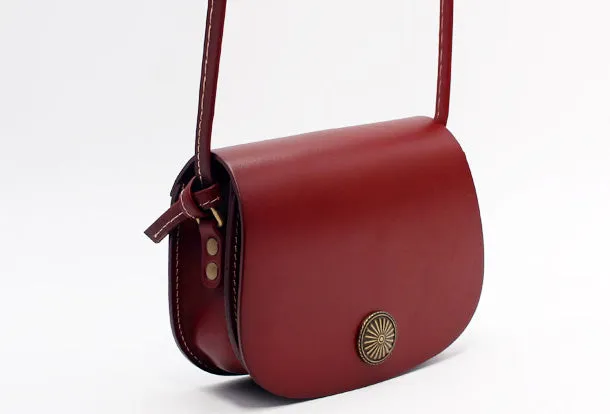Handmade Leather Round Bag Crossbody Bag Shoulder Bag Purse for Women Leather Bag