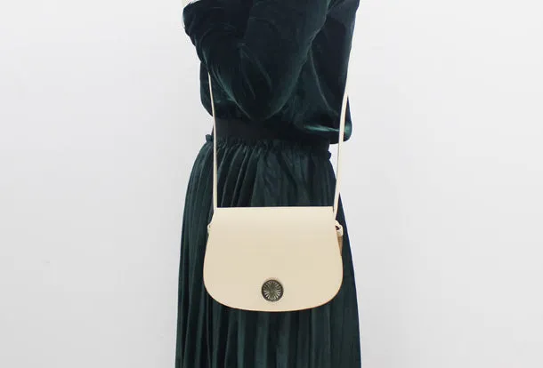 Handmade Leather Round Bag Crossbody Bag Shoulder Bag Purse for Women Leather Bag