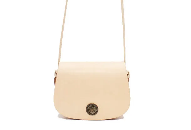 Handmade Leather Round Bag Crossbody Bag Shoulder Bag Purse for Women Leather Bag