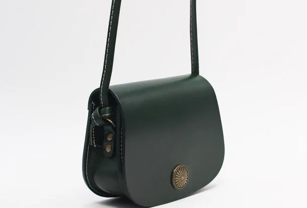Handmade Leather Round Bag Crossbody Bag Shoulder Bag Purse for Women Leather Bag