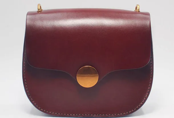 Handmade Leather Round Bag Crossbody Bag Shoulder Bag Purse for Women Leather Bag