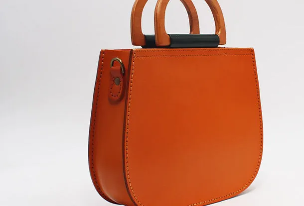 Handmade Leather Round Bag Crossbody Bag Shoulder Bag Purse for Women Leather Bag