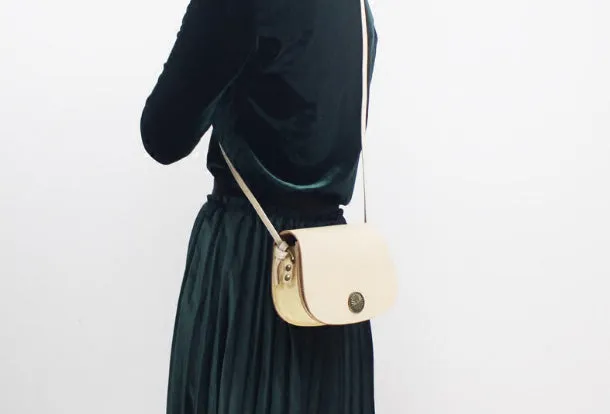 Handmade Leather Round Bag Crossbody Bag Shoulder Bag Purse for Women Leather Bag