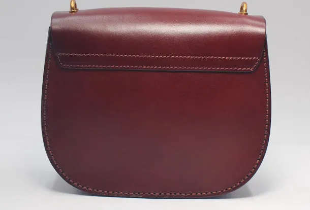Handmade Leather Round Bag Crossbody Bag Shoulder Bag Purse for Women Leather Bag