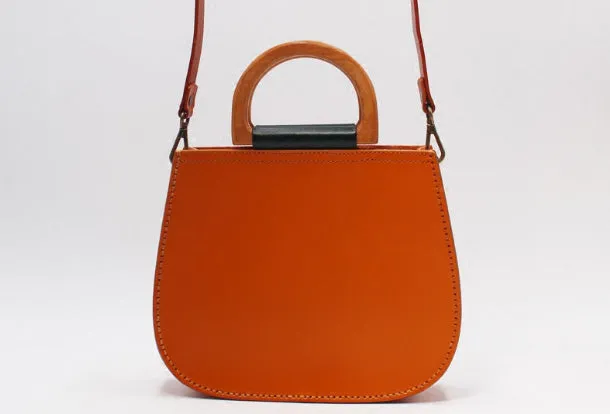 Handmade Leather Round Bag Crossbody Bag Shoulder Bag Purse for Women Leather Bag