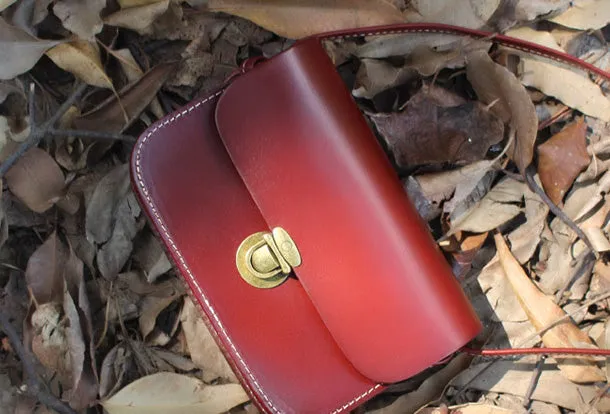 Handmade Leather Round Bag Crossbody Bag Shoulder Bag Purse for Women Leather Bag
