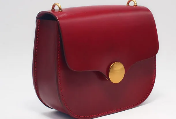 Handmade Leather Round Bag Crossbody Bag Shoulder Bag Purse for Women Leather Bag