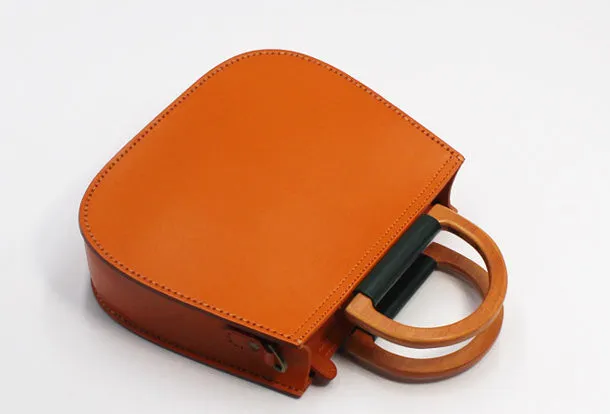Handmade Leather Round Bag Crossbody Bag Shoulder Bag Purse for Women Leather Bag