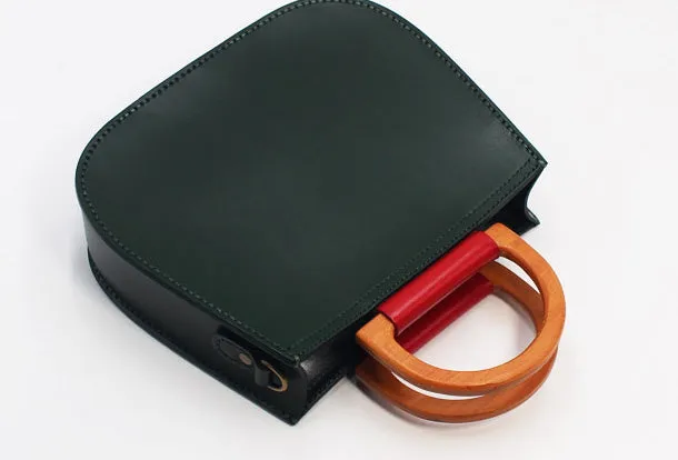 Handmade Leather Round Bag Crossbody Bag Shoulder Bag Purse for Women Leather Bag