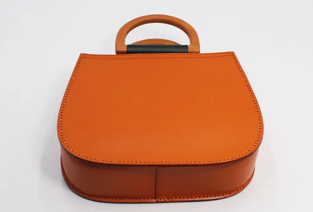 Handmade Leather Round Bag Crossbody Bag Shoulder Bag Purse for Women Leather Bag