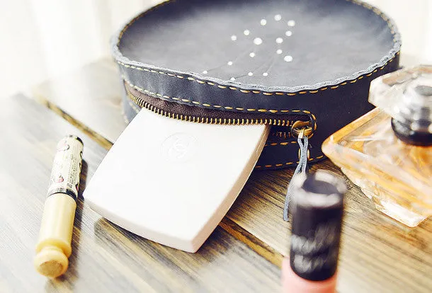 Handmade Leather round bag shoulder bag constellation women leather crossbody bag