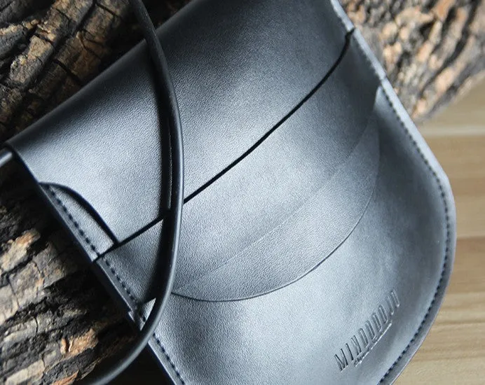 Handmade LEATHER WOMEN Round Saddle SHOULDER BAG Circle Crossbody Purse FOR WOMEN