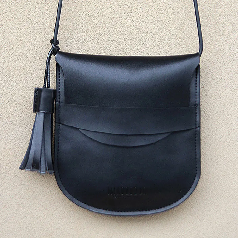 Handmade LEATHER WOMEN Round Saddle SHOULDER BAG Circle Crossbody Purse FOR WOMEN
