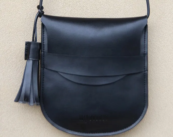 Handmade LEATHER WOMEN Round Saddle SHOULDER BAG Circle Crossbody Purse FOR WOMEN