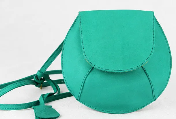 Handmade round cute leather minimalist crossbody Shoulder Bag for girl women