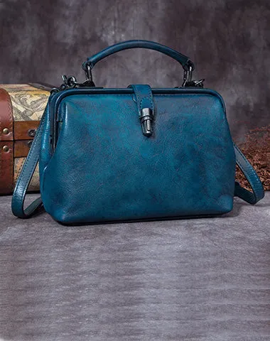 Handmade Tan Leather Handbag Vintage Doctor Bag Shoulder Bag Purse For Women
