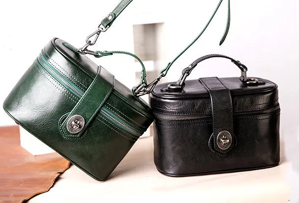 Handmade vintage doctor bag leather crossbody bag purse shoulder bag for women