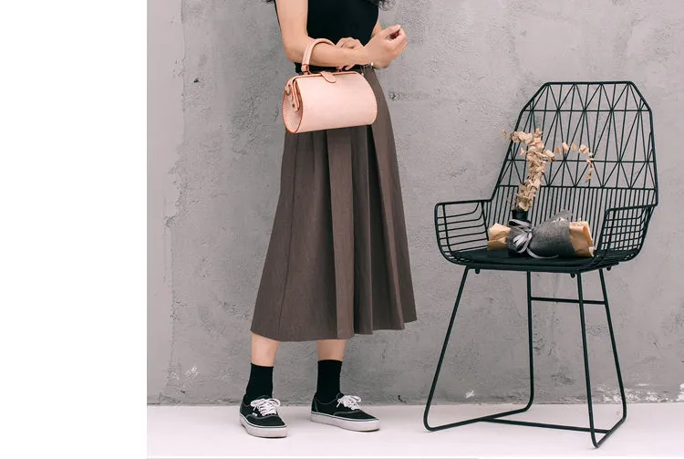 Handmade Womens Beige Leather Doctor Handbag Purse Small Side Bag Doctor Bags for Women