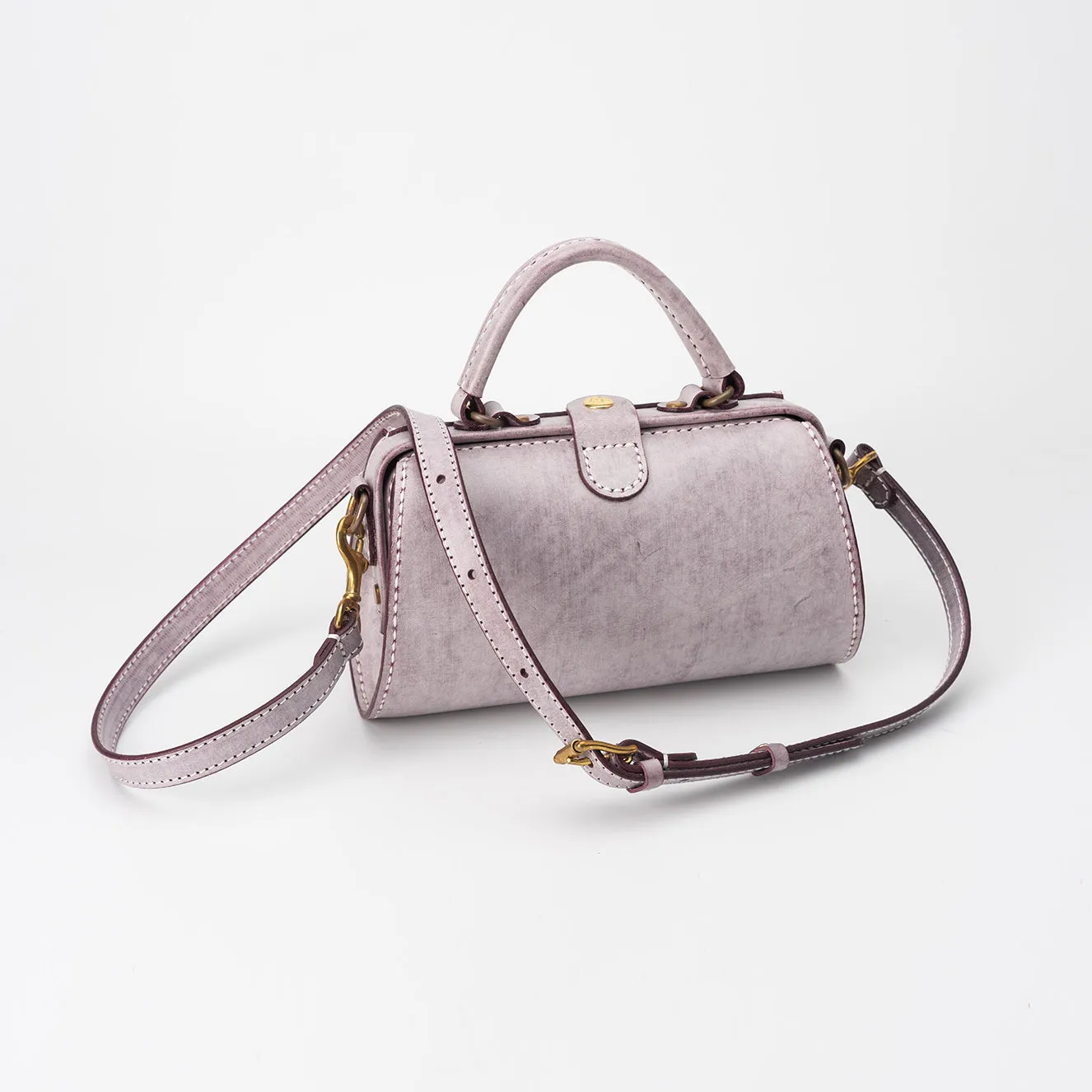 Handmade Womens Beige Leather Doctor Handbag Purse Small Side Bag Doctor Bags for Women