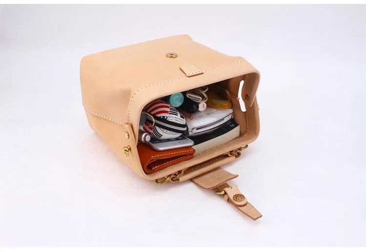 Handmade Womens Beige Leather doctor Handbag shoulder doctor bags Purse for women