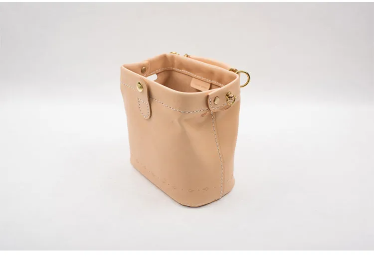 Handmade Womens Beige Leather Mini doctor Handbag shoulder doctor bags for women