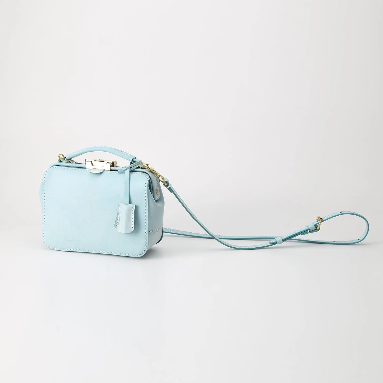Handmade Womens Blue Leather Doctor Handbag Purse Small Side Bag Doctor Purse for Women