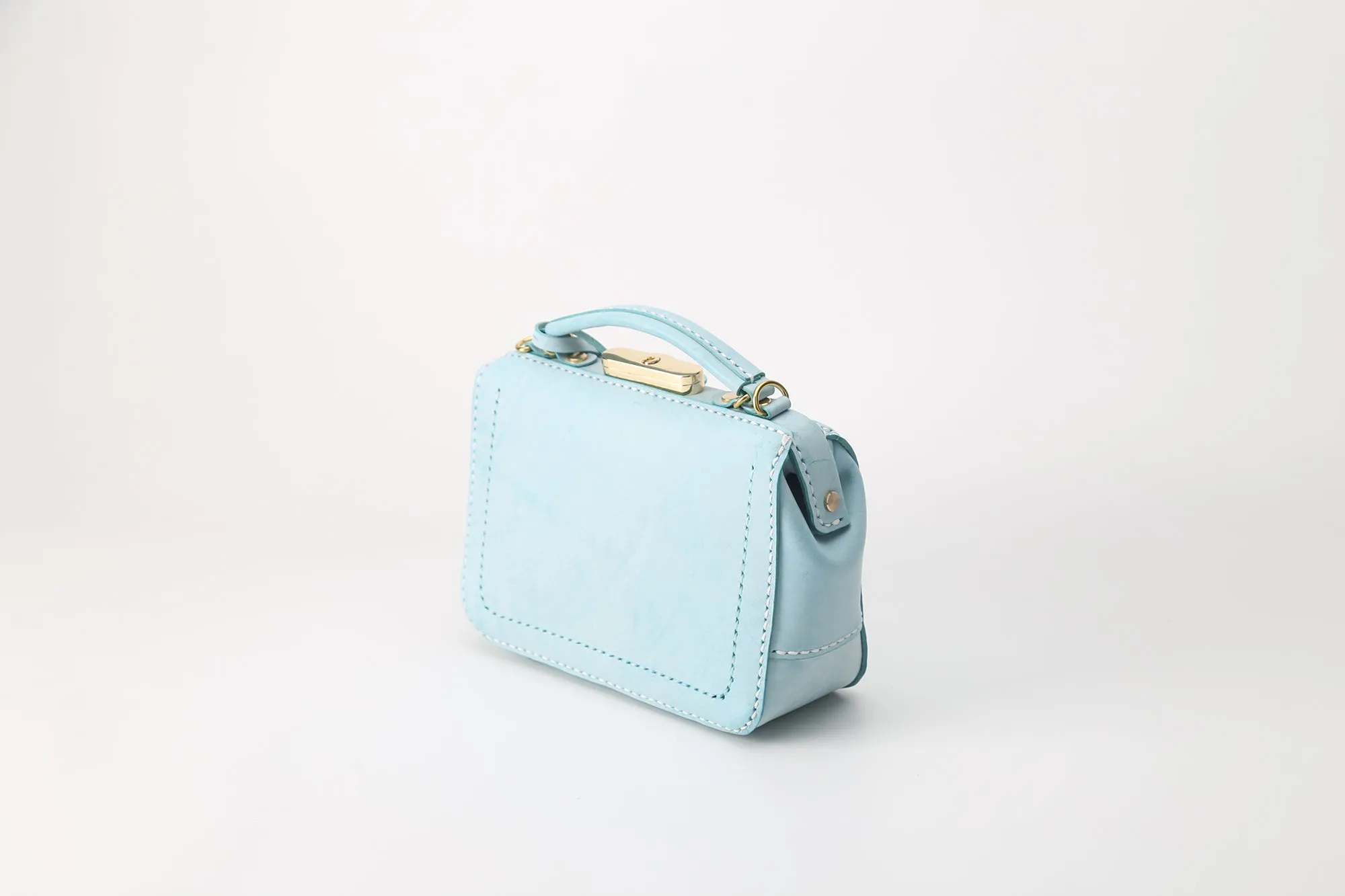 Handmade Womens Blue Leather Doctor Handbag Purse Small Side Bag Doctor Purse for Women