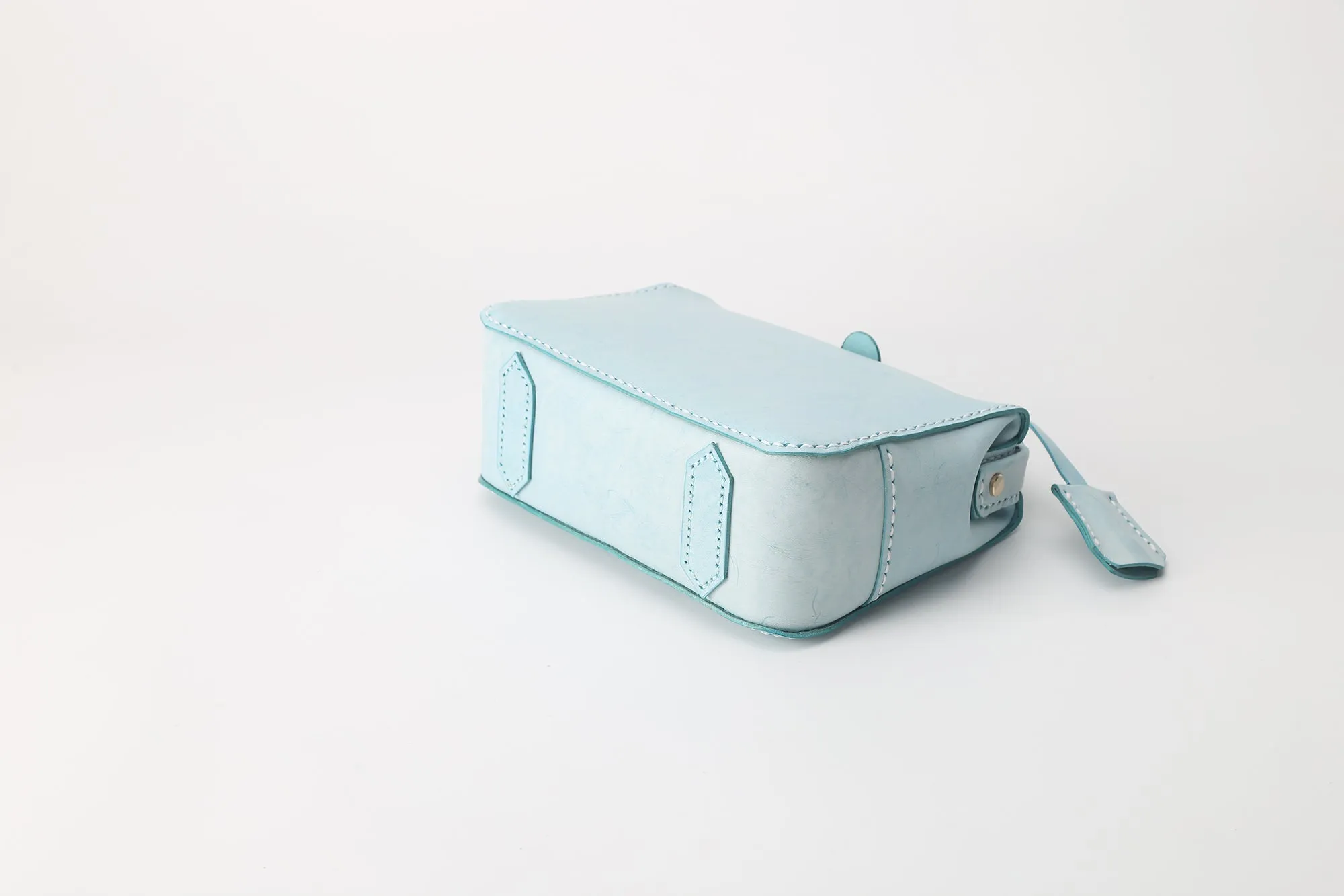 Handmade Womens Blue Leather Doctor Handbag Purse Small Side Bag Doctor Purse for Women