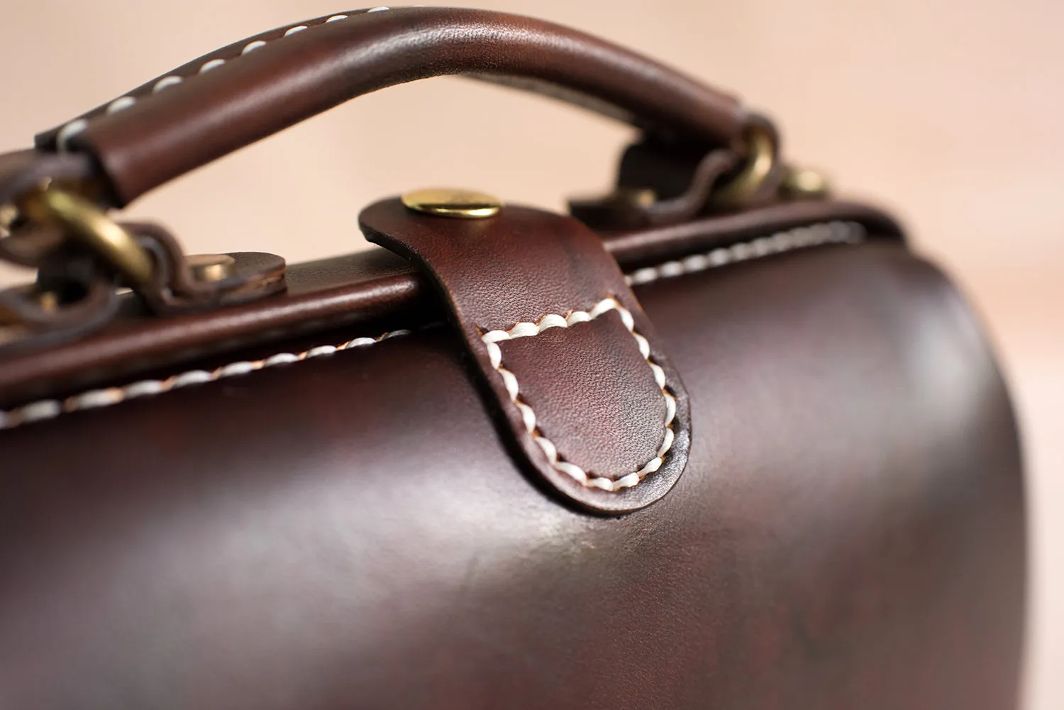 Handmade Womens Coffee Leather doctor Handbag shoulder doctor bags Purse for women