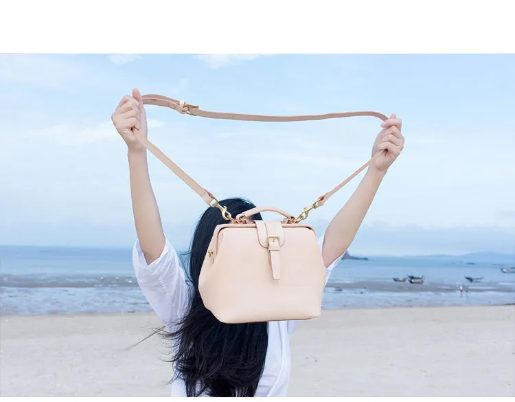 Handmade Womens Coffee Leather doctor Handbag shoulder doctor bags Purse for women