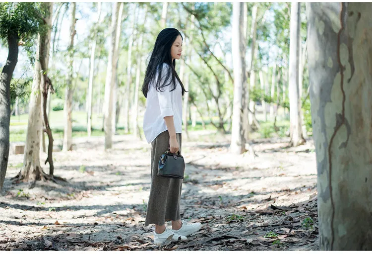 Handmade Womens Coffee Leather Mini doctor Handbag shoulder doctor bags for women