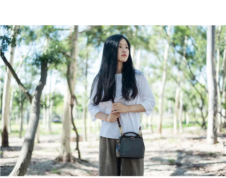 Handmade Womens Coffee Leather Mini doctor Handbag shoulder doctor bags for women