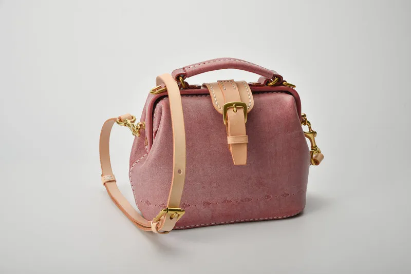 Handmade Womens Coffee Leather Small doctor Purse Coffee shoulder doctor bags for women