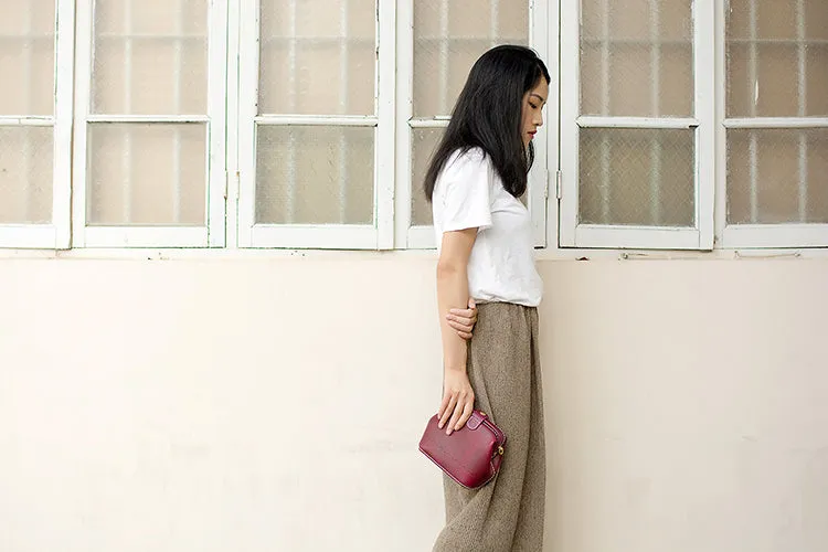 Handmade Womens Coffee Leather Small doctor Purse shoulder doctor bags for women
