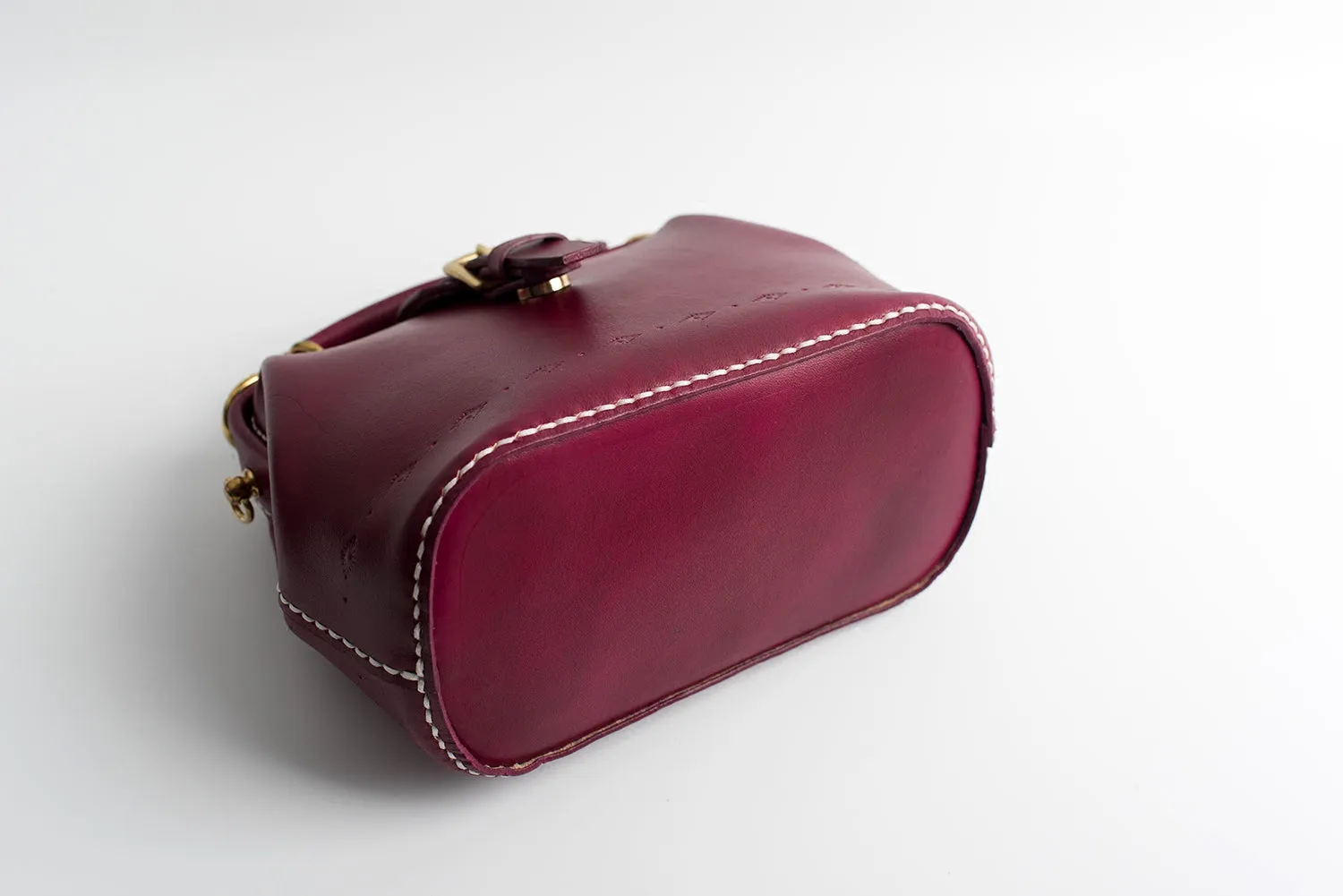 Handmade Womens Dark Red Leather Small doctor Purse Raspberry shoulder doctor bags for women