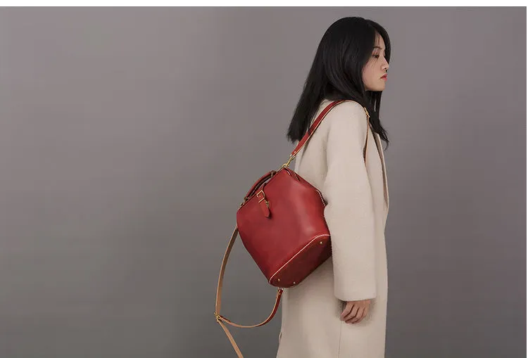 Handmade Womens Green Leather Doctor Backpack Purse Shoulder Doctor Handbag for Women