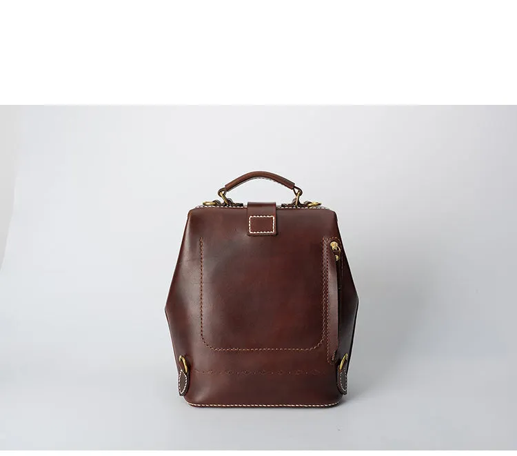 Handmade Womens Green Leather Doctor Backpack Purse Shoulder Doctor Handbag for Women