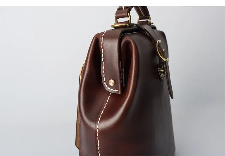 Handmade Womens Green Leather Doctor Backpack Purse Shoulder Doctor Handbag for Women